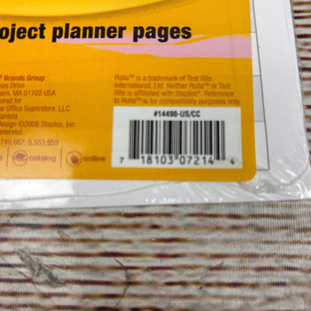 NEW Staples Rolla Junior Size To-Do and Project Planner Pages 50 Sheets 672765